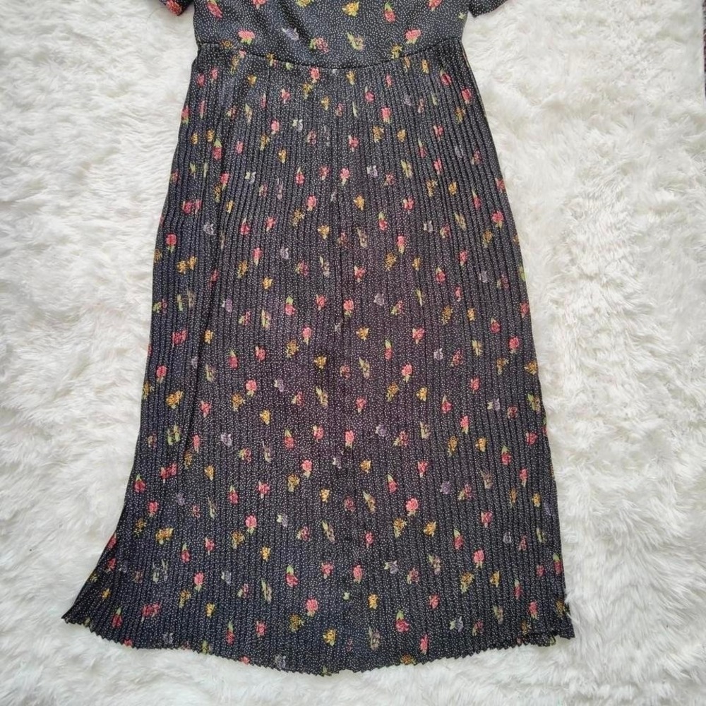 Vtg Liz Claiborne Babydoll Maxi‎ Dress Black Polka Dot Ditsy Floral Whimsigoth 8 - Picture 6 of 8